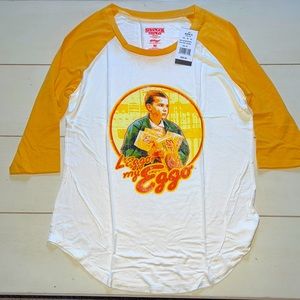 NWT Stranger Things Tee M Womens Eggo Baseball Style